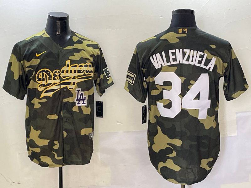 Men Los Angeles Dodgers 34 Valenzuela Camo Joint Name 2025 Nike MLB Jersey style 12